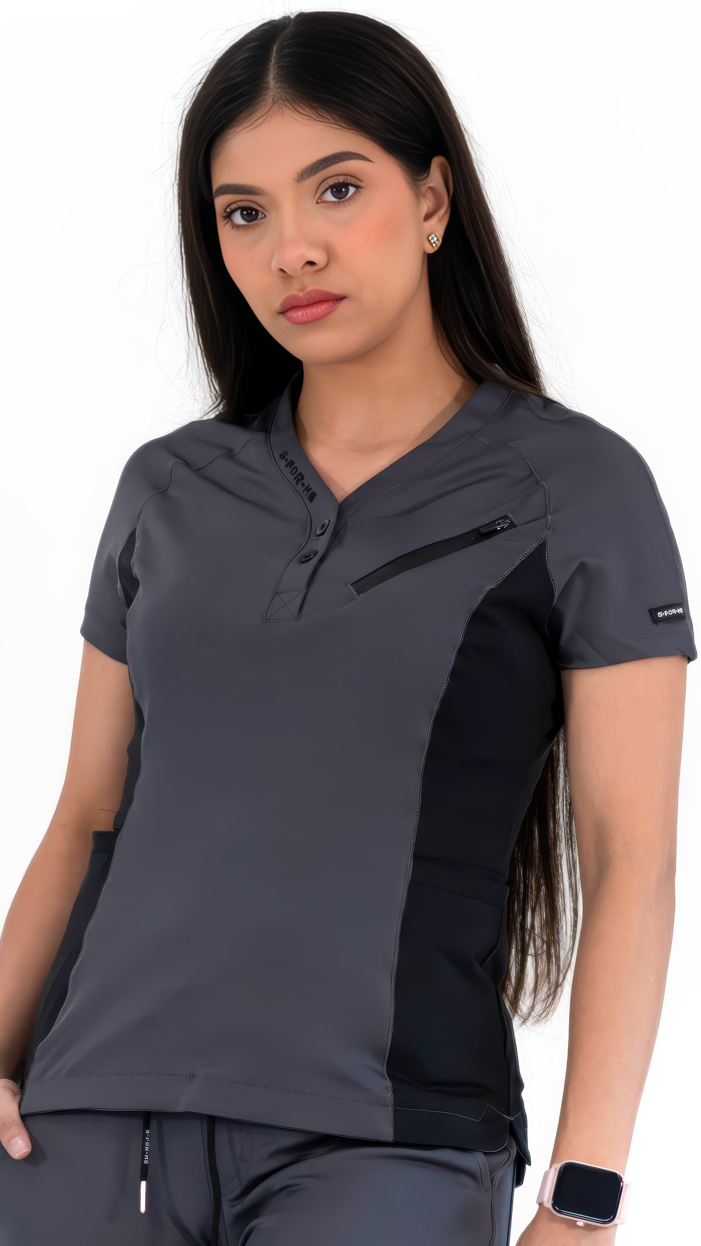 Filipina Quirúrgica Super Stretch Gris - Negro Mujer, Scrubs 905