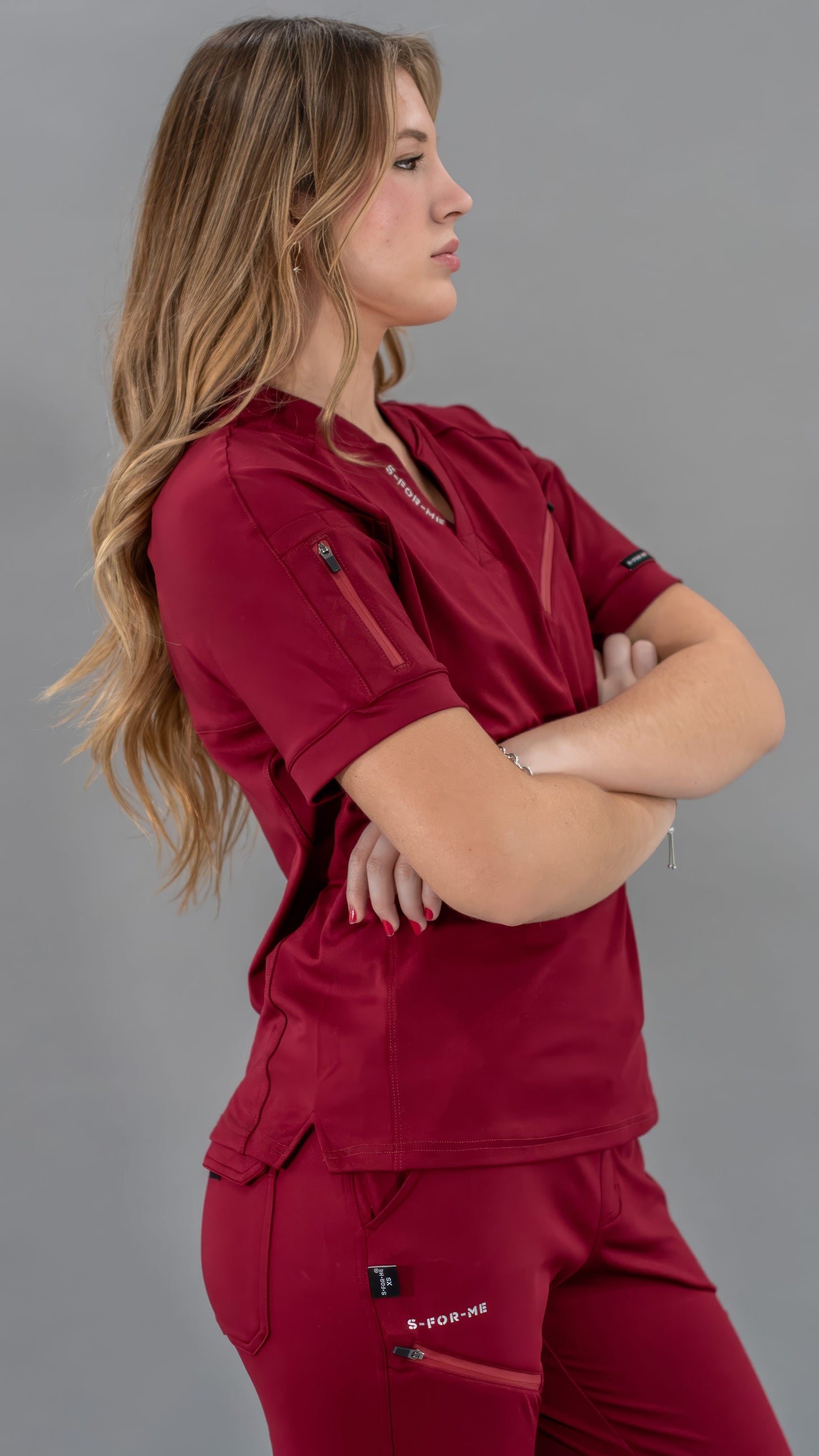 Filipina Unisex Quirúrgica Super Stretch Vino, Scrubs 905