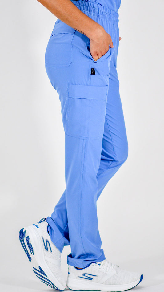 Pantalon Quirurgico 6 Bolsas Azul Plumbago F.W Mujer